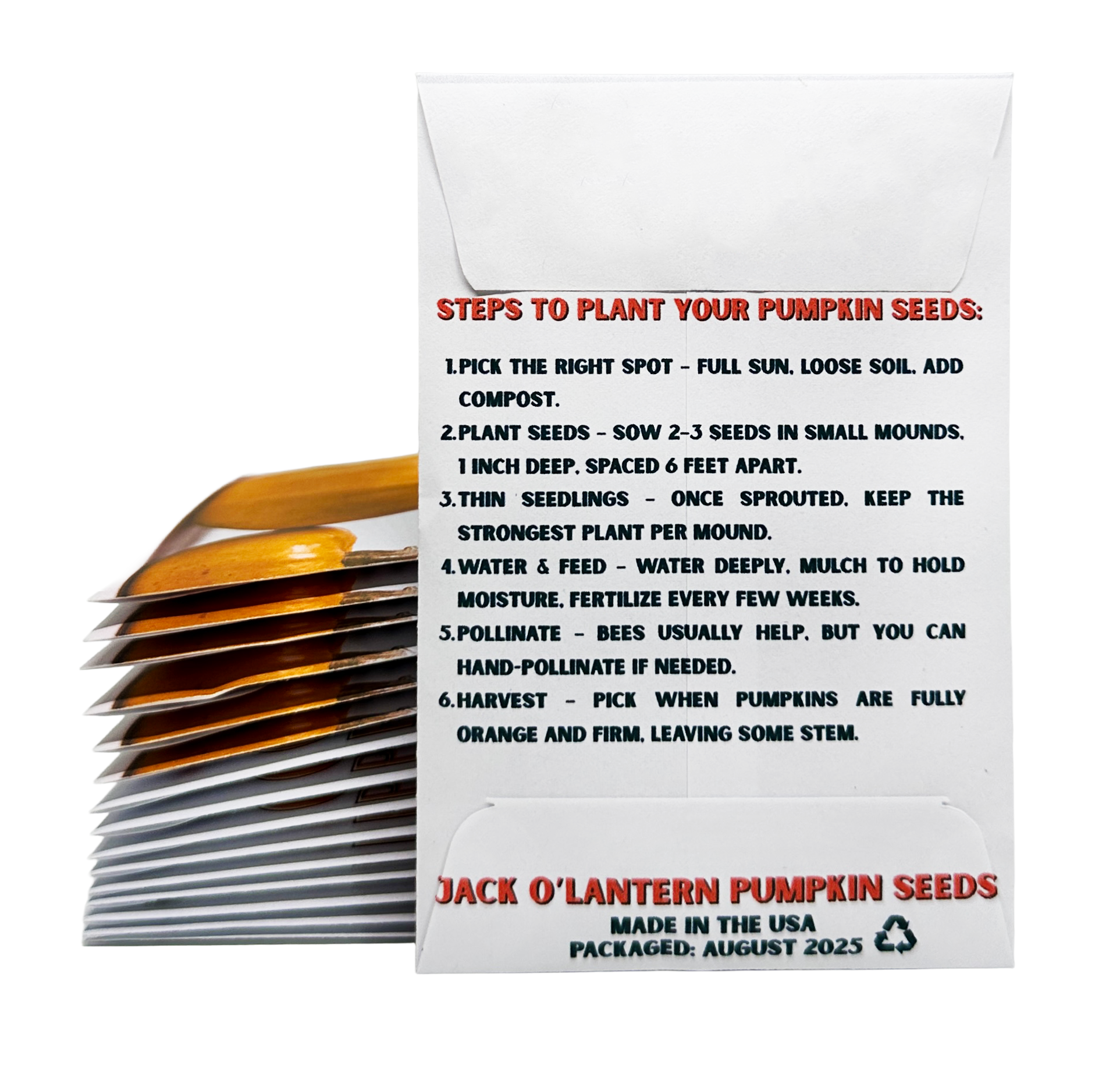 Jack O'Lantern Pumpkin Seeds for Planting - Bulk Party Favors Grow Garden