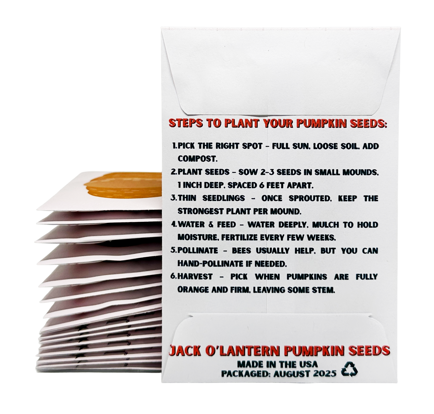 Jack O'Lantern Pumpkin Seeds for Planting - Bulk Party Favors Grow Garden Animated