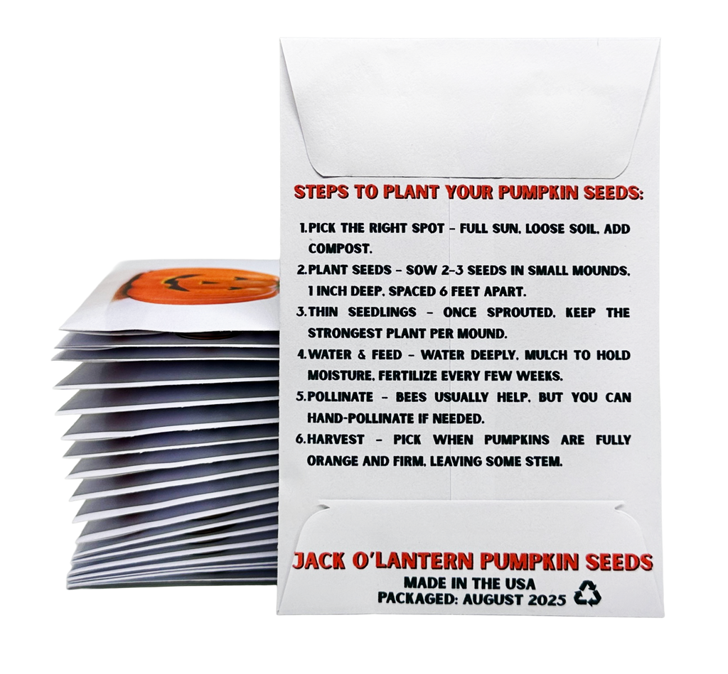 Jack O'Lantern Pumpkin Seeds for Planting - Bulk Party Favors Grow Garden Carved
