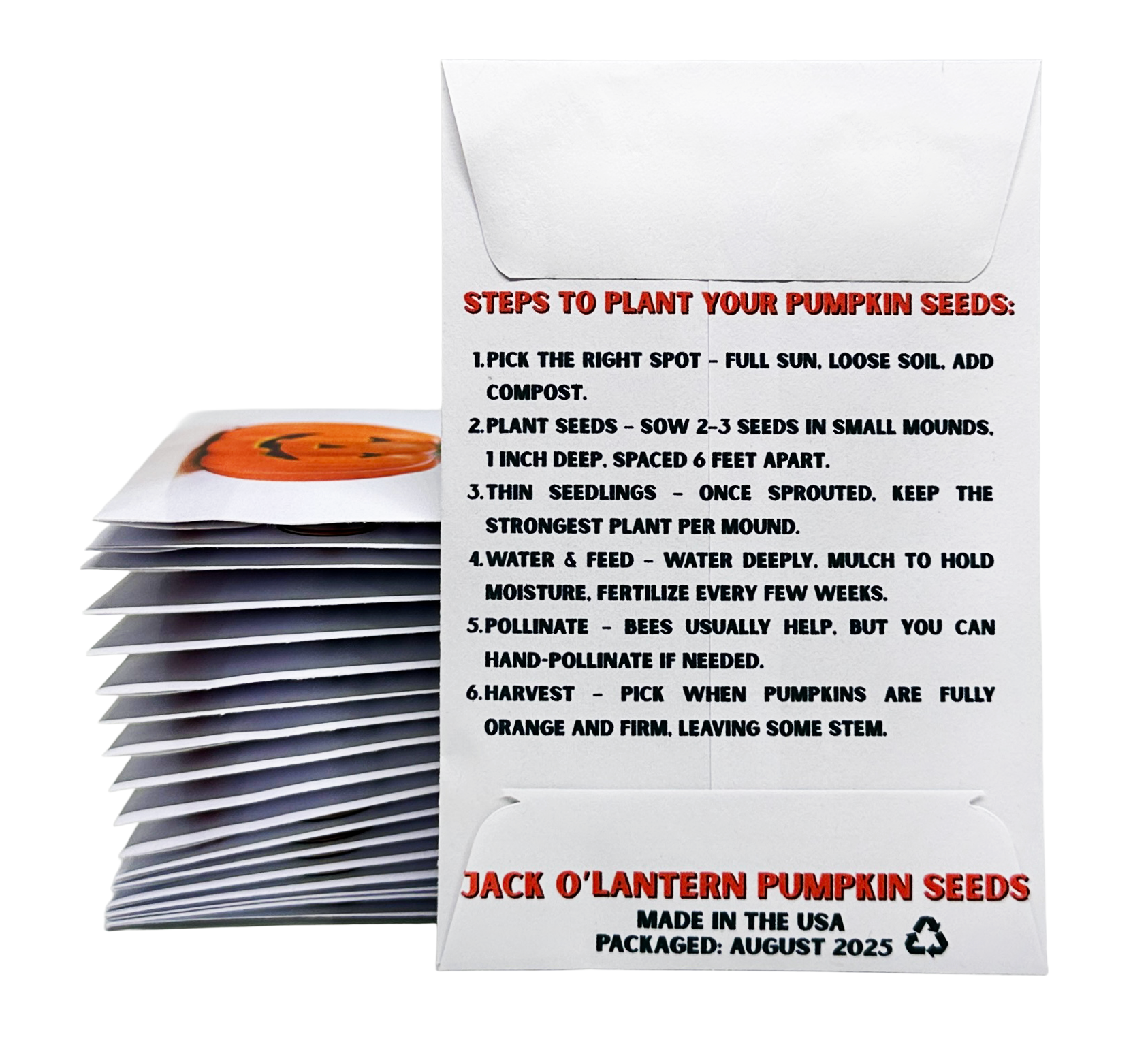 Jack O'Lantern Pumpkin Seeds for Planting - Bulk Party Favors Grow Garden Carved