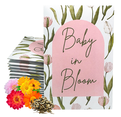 baby shower flower seed favors Baby In Bloom Wildflower Seed Packets Blue Boy Baby Shower Party Favor – Custom Blume