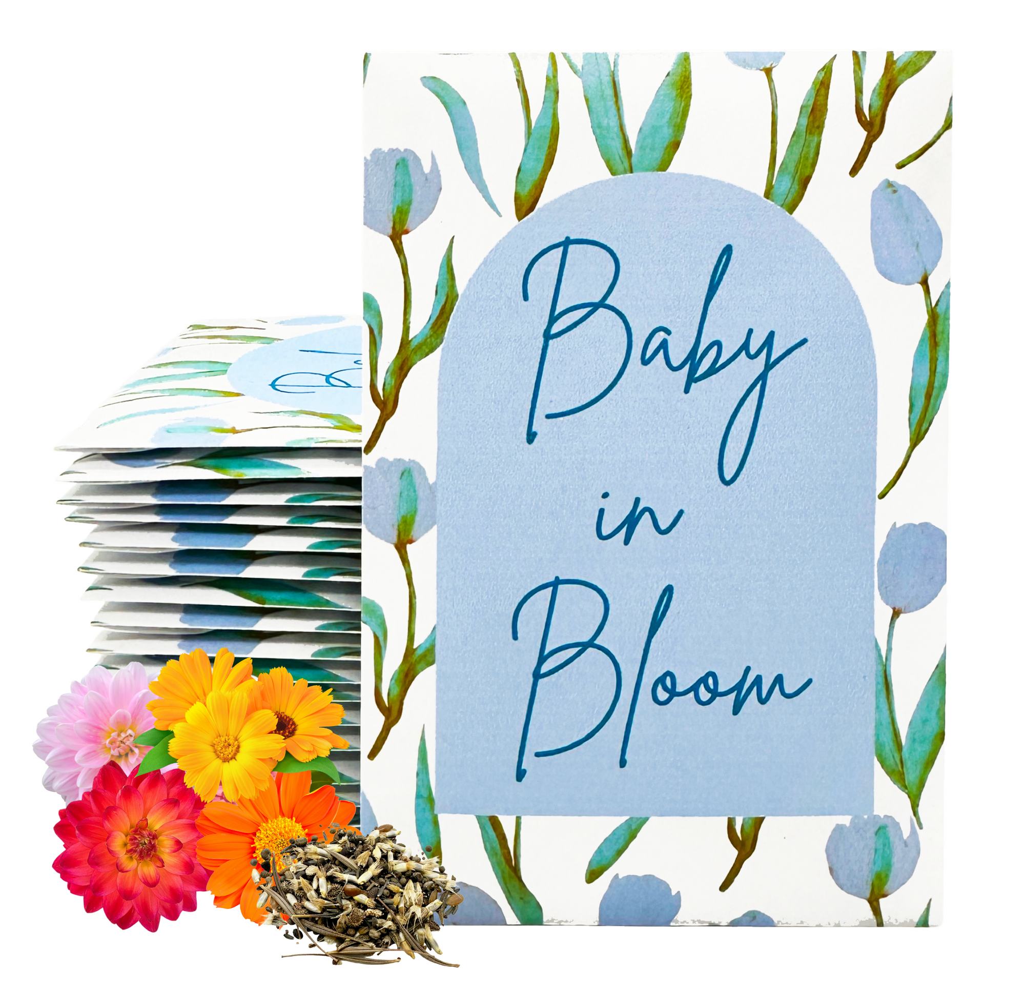 wildflower seed party favor Baby In Bloom Wildflower Seed Packets Blue Boy Baby Shower Party Favor – Custom Blume