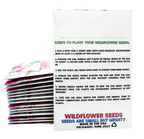 Packaging of wildflower seeds with planting instructions on a white background
