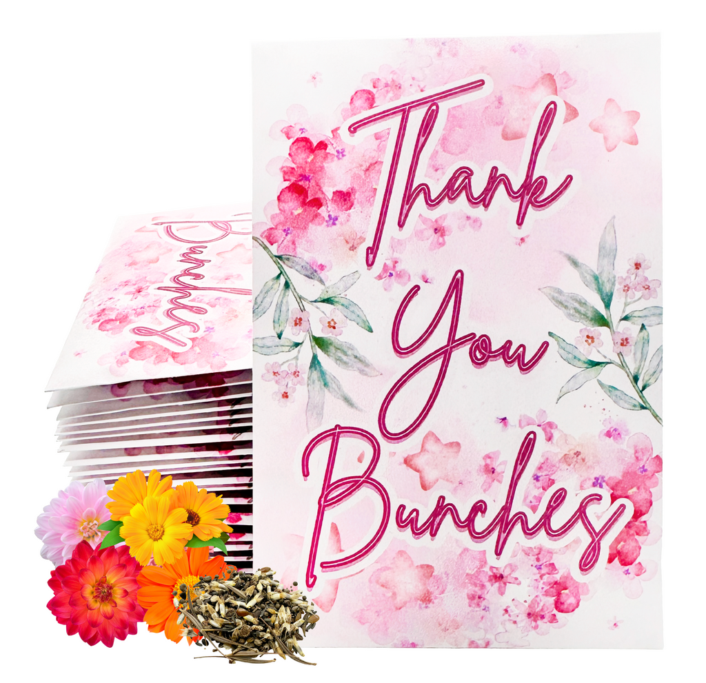 Thank You Bunches Wildflower Seed Packets Pink Cursive