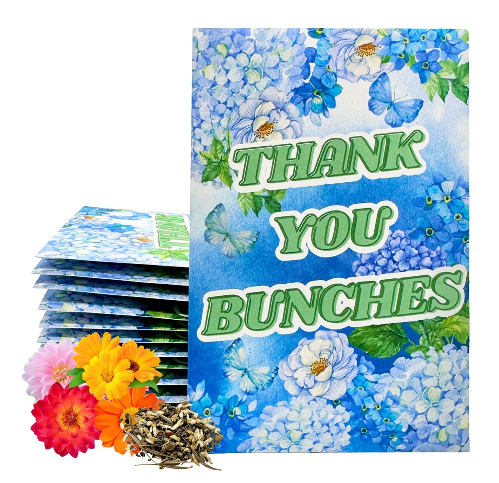 Thank You Bunches Wildflower Seed Packets Blue Green Text