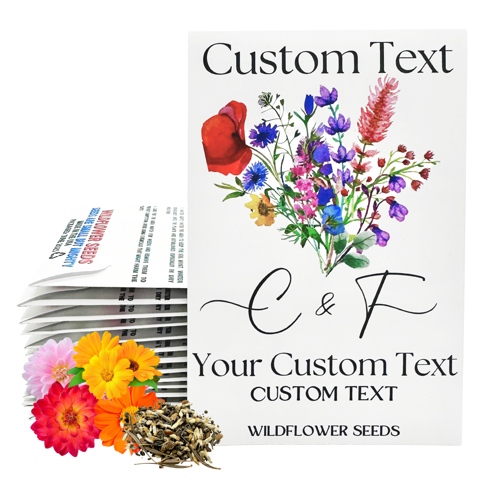 small flower seed packets Custom Seed Packets Bulk Prefilled With Wildflower Seeds Wedding Brida – Custom Blume
