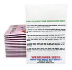 Packaging with wildflower seeds and planting instructions on a white background